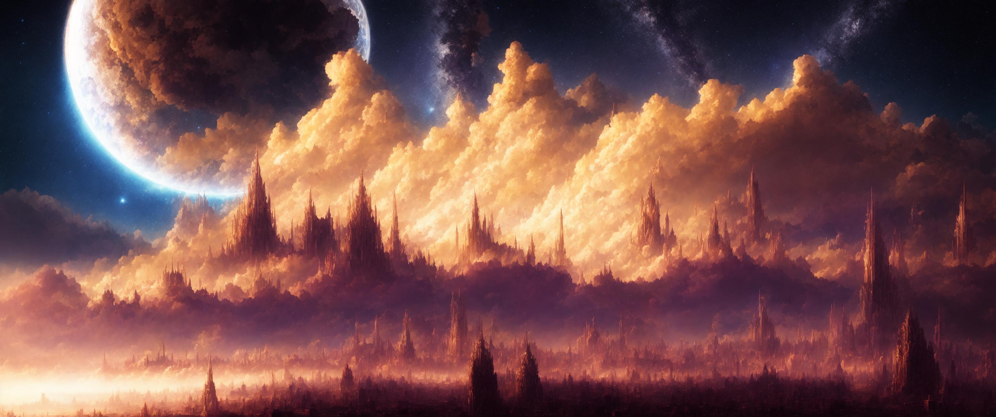 AI Art - Golden Cloud City