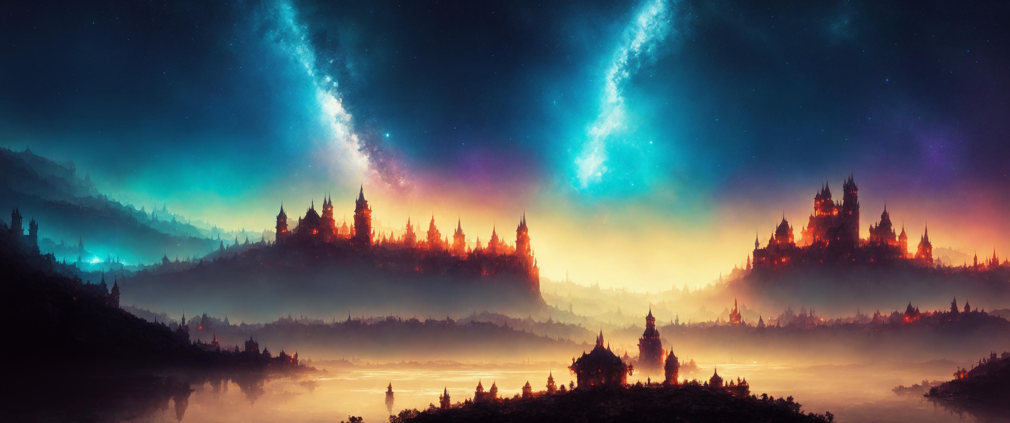 AI Art - Fantasy Castle Galaxy